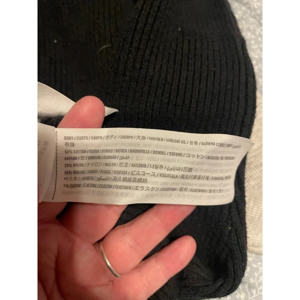 Abercrombie Fitch Black Ribbed Knit Cap Sleeve Mini Dress Women Large Club Party